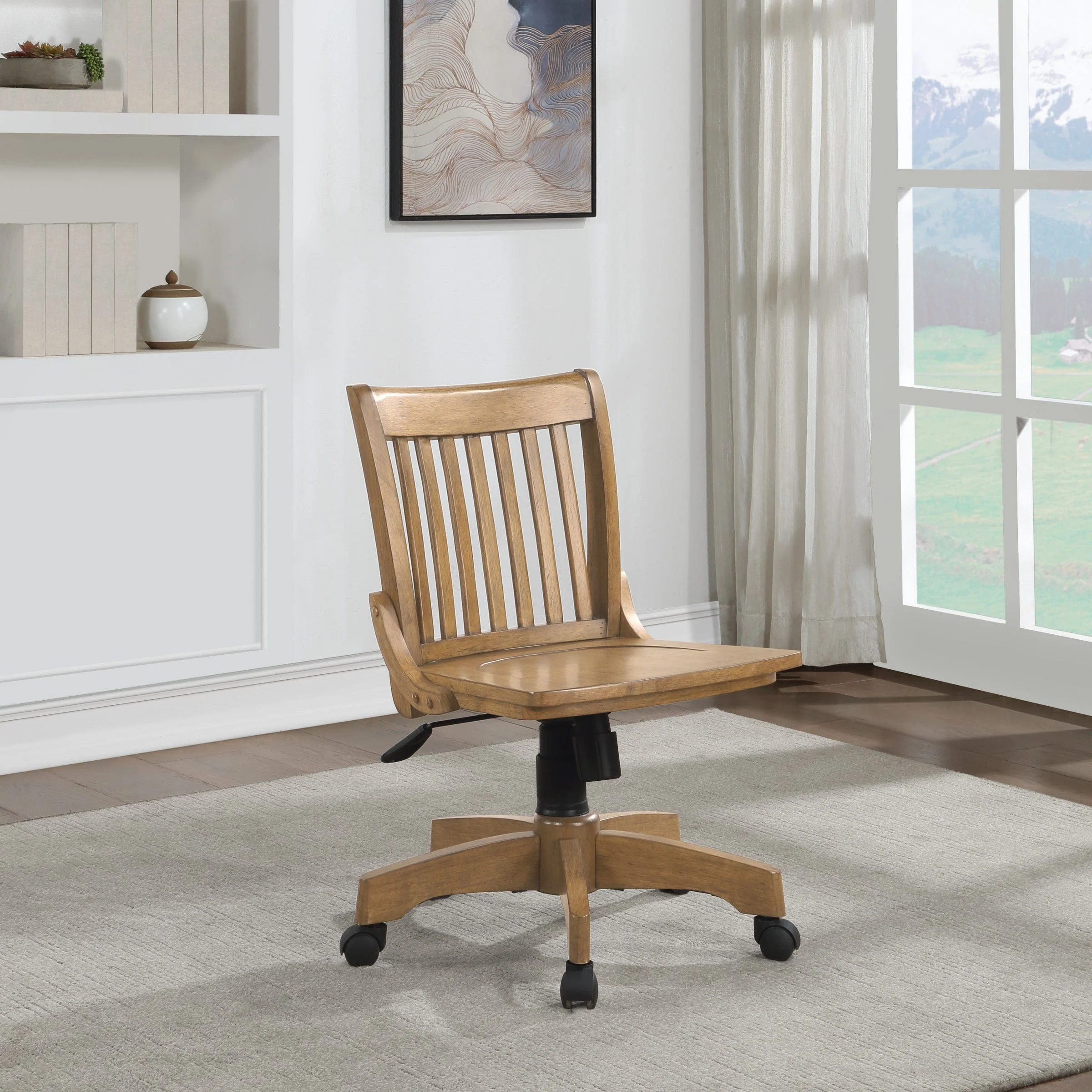 OSP Designs Deluxe Armless Wood Bankers Chair with Wood Seat [101] - Image 6
