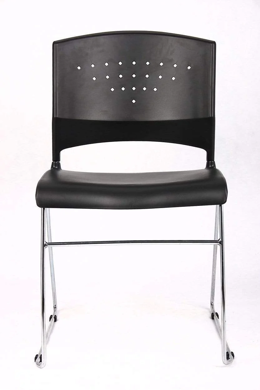Boss Black Stack Chair With Chrome Frame, 4-Pack [B1400-BK-4] - Image 3