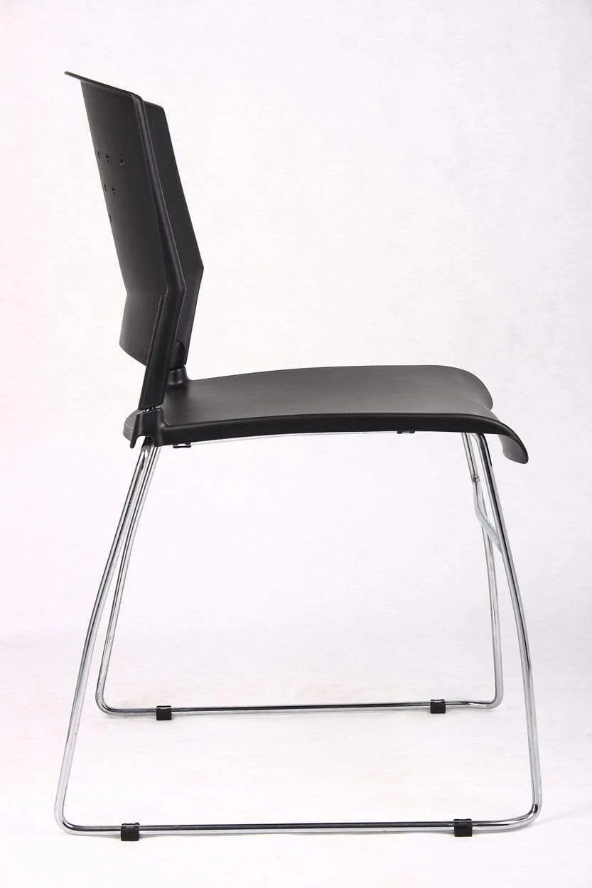 Boss Black Stack Chair With Chrome Frame, 4-Pack [B1400-BK-4] - Image 5