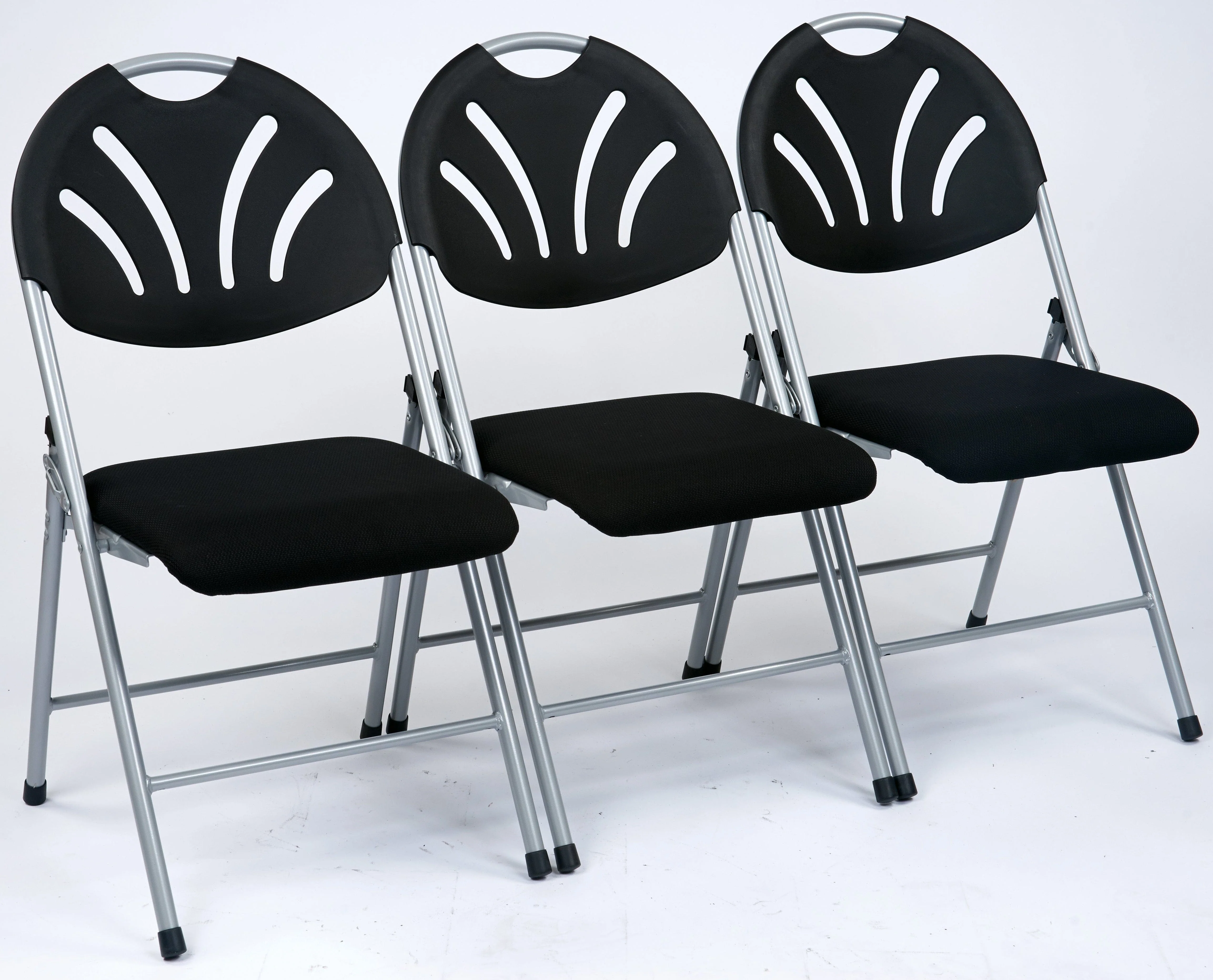 Work Smart Fan Back Fabric Folding Chair, 4-Pack [FC8100NS] - Image 4