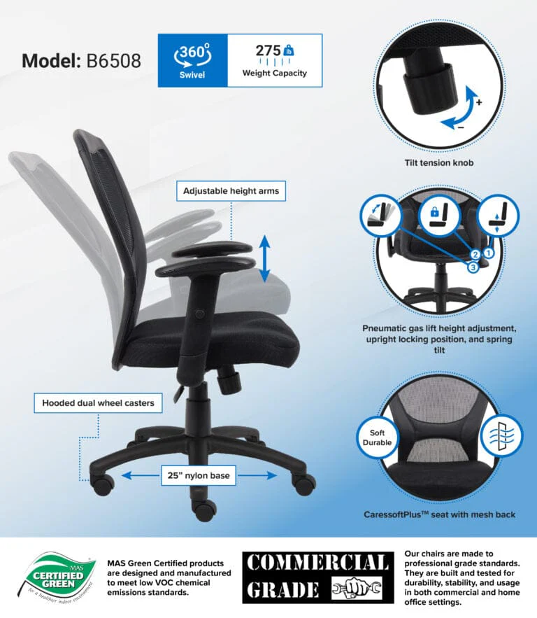 Boss Black Mesh Office Chair [B6508] - Image 4