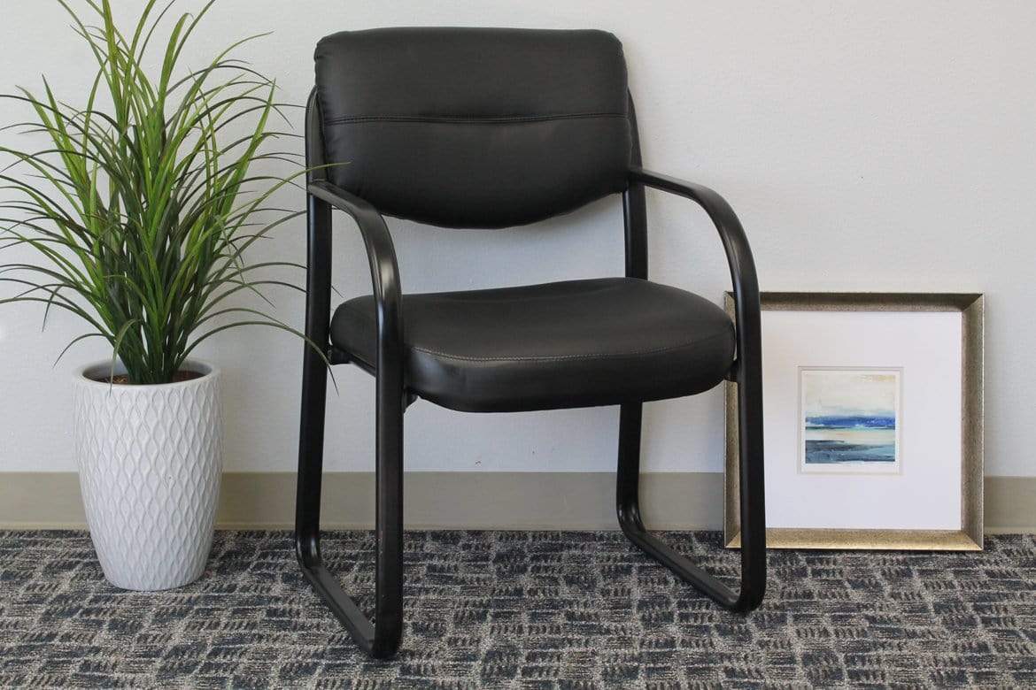 Boss Leather Guest Chair with Arms [B9529] - Image 4