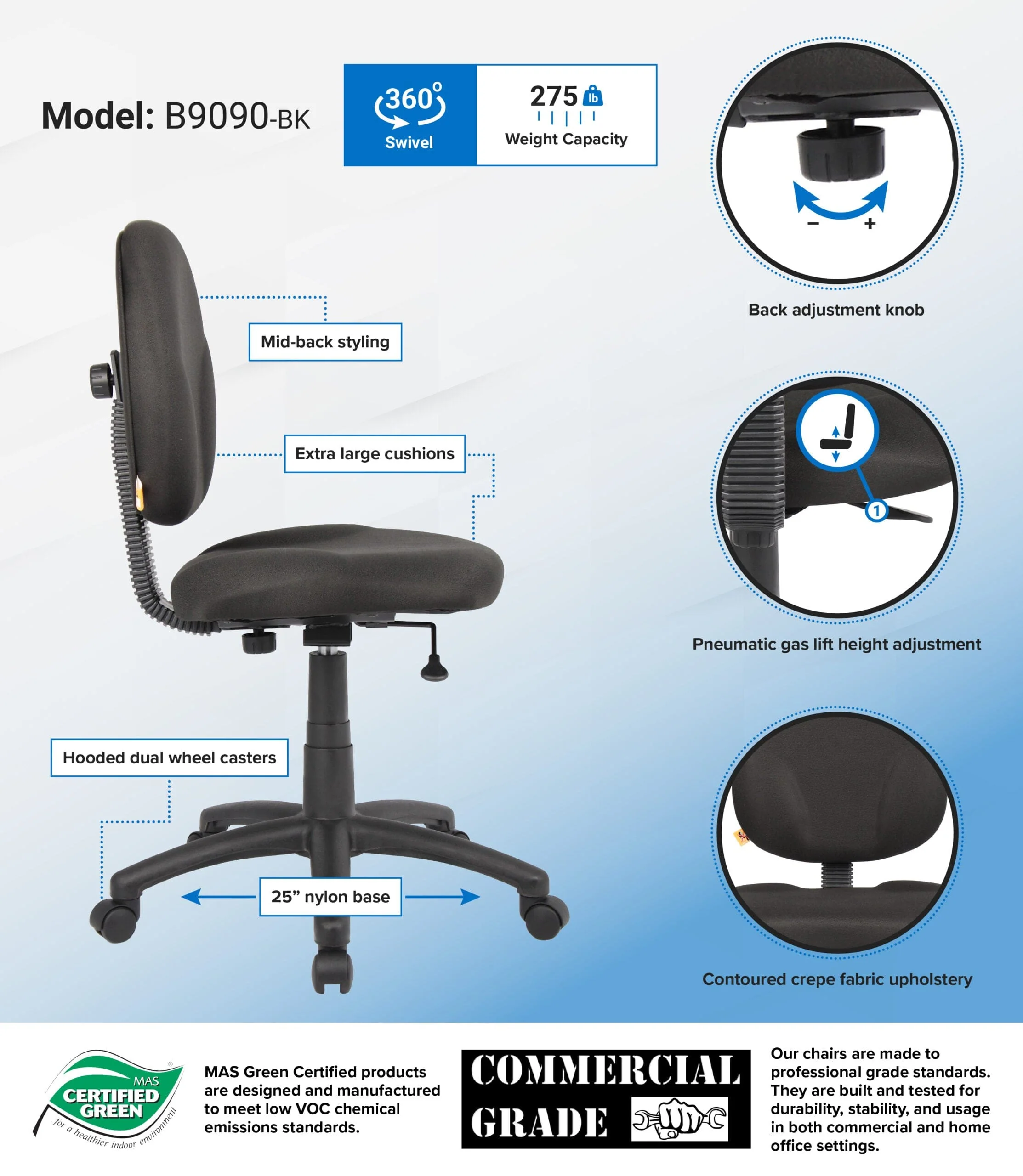 Boss Fabric Office Task Chair [B9090] - Image 5
