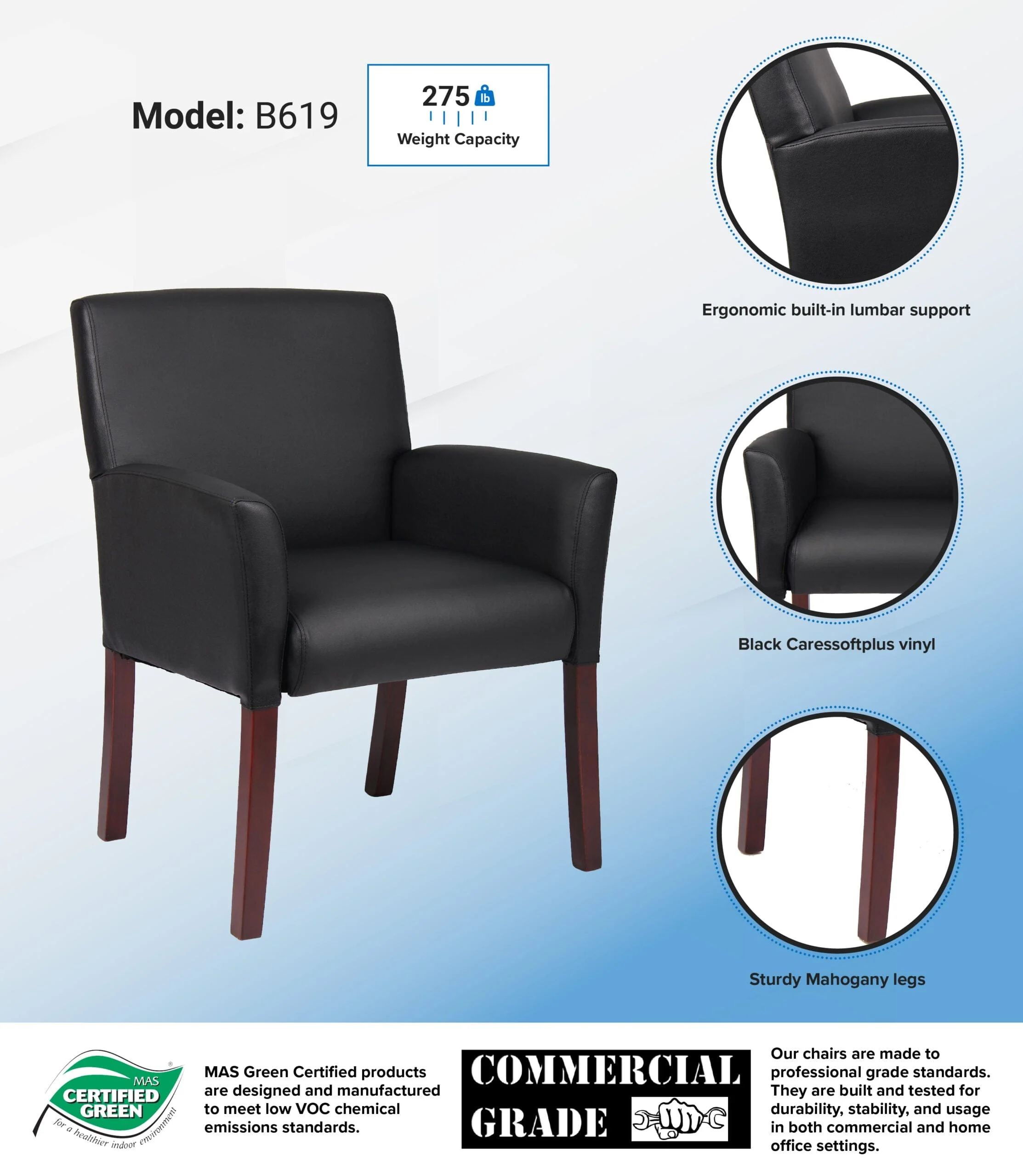 Boss Box Arm Reception Room Chair [B619] - Image 3