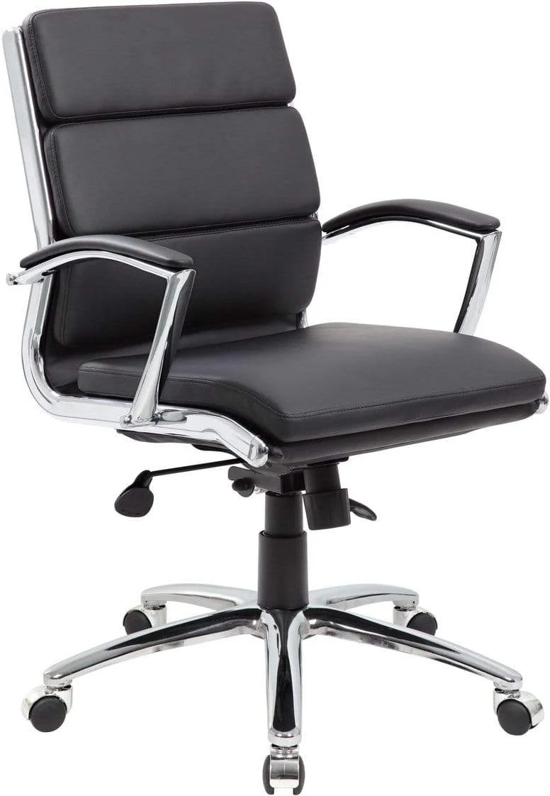 Boss Executive CaressoftPlus Mid Back Chair with Metal Chrome Finish [B9476-BK]