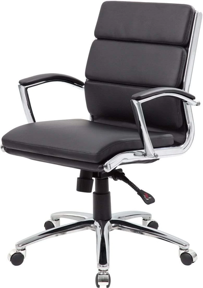 Boss Executive CaressoftPlus Mid Back Chair with Metal Chrome Finish [B9476-BK] - Image 2