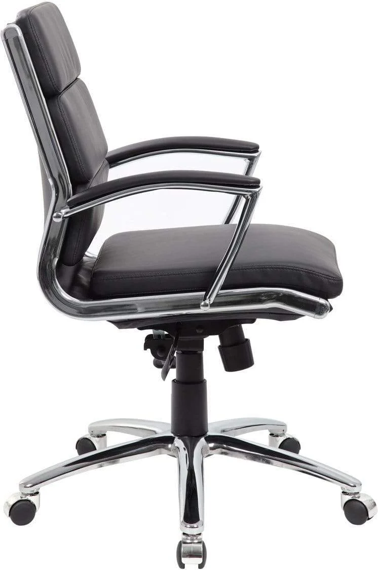 Boss Executive CaressoftPlus Mid Back Chair with Metal Chrome Finish [B9476-BK] - Image 4