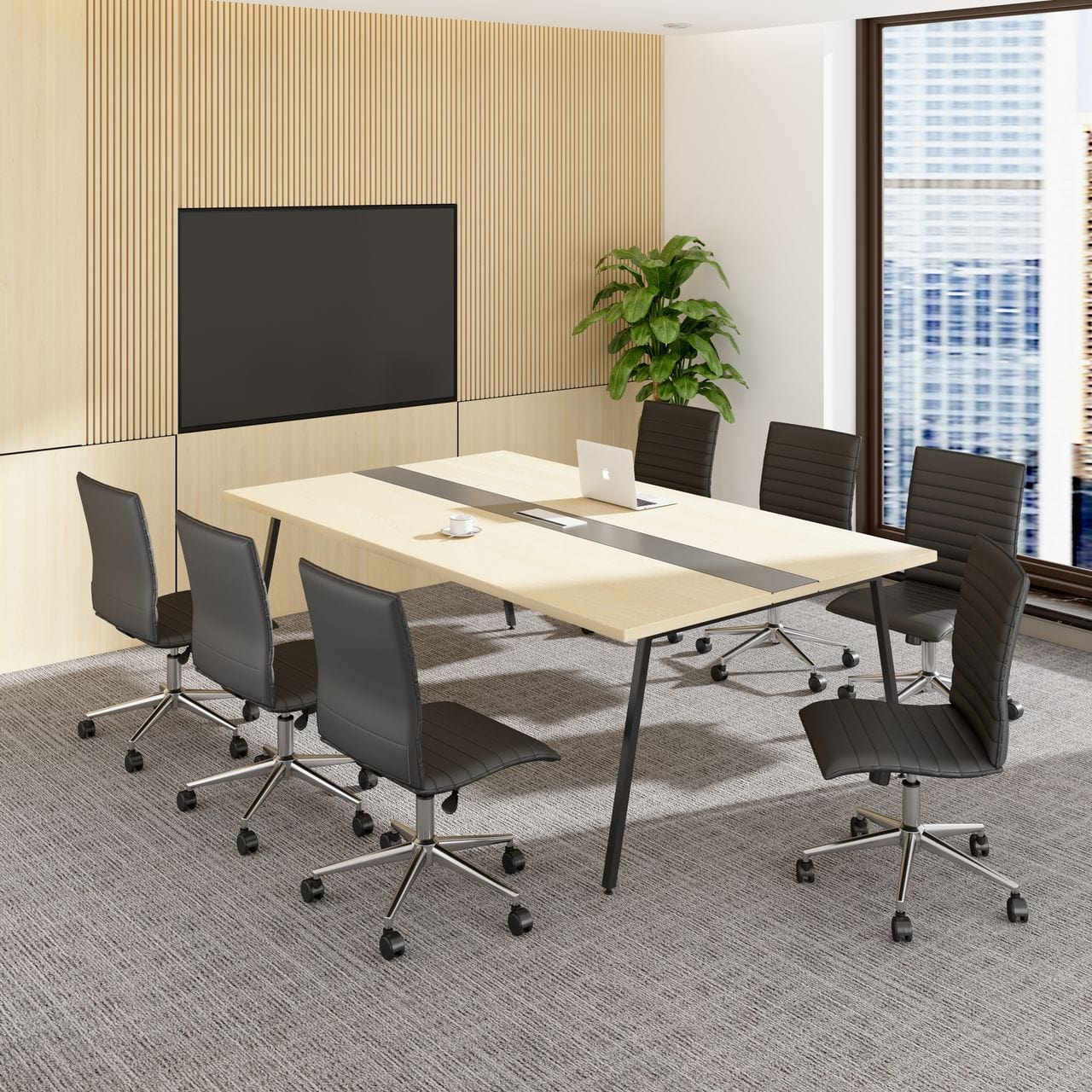 Boss Black Vinyl Armless Hospitality Chair [B9534C-BK] - Image 4