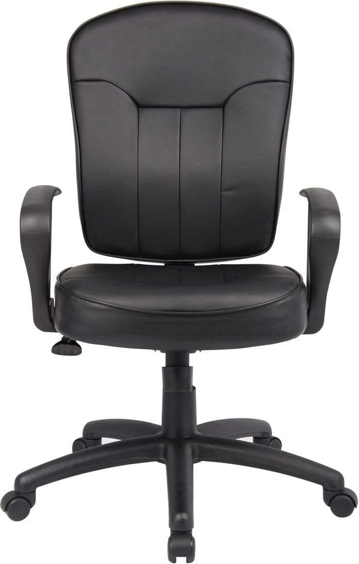 Boss Black Leather Task Chair with Arms [B1562] - Image 3