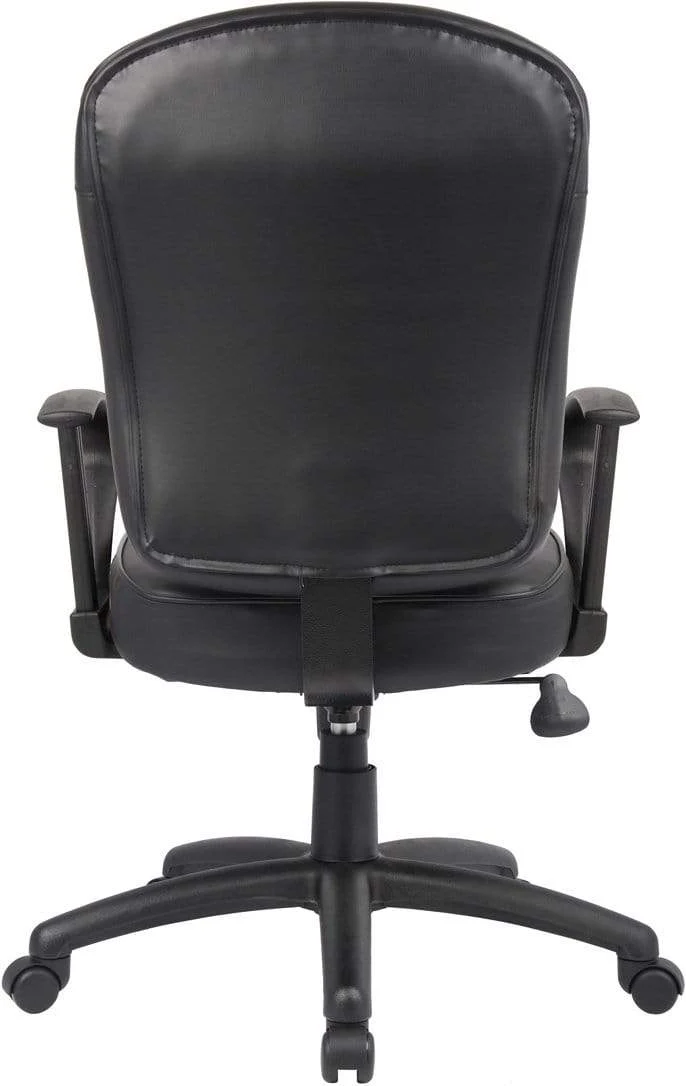 Boss Black Leather Task Chair with Arms [B1562] - Image 5