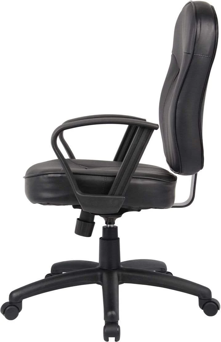 Boss Black Leather Task Chair with Arms [B1562] - Image 6