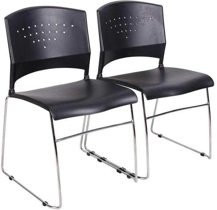 Boss Black Stack Chair With Chrome Frame 2 Pack [B1400-BK-2] - Image 2