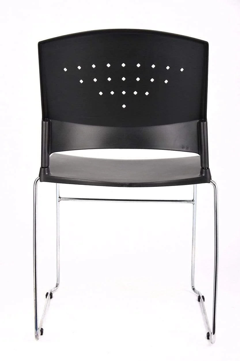 Boss Black Stack Chair With Chrome Frame 2 Pack [B1400-BK-2] - Image 4