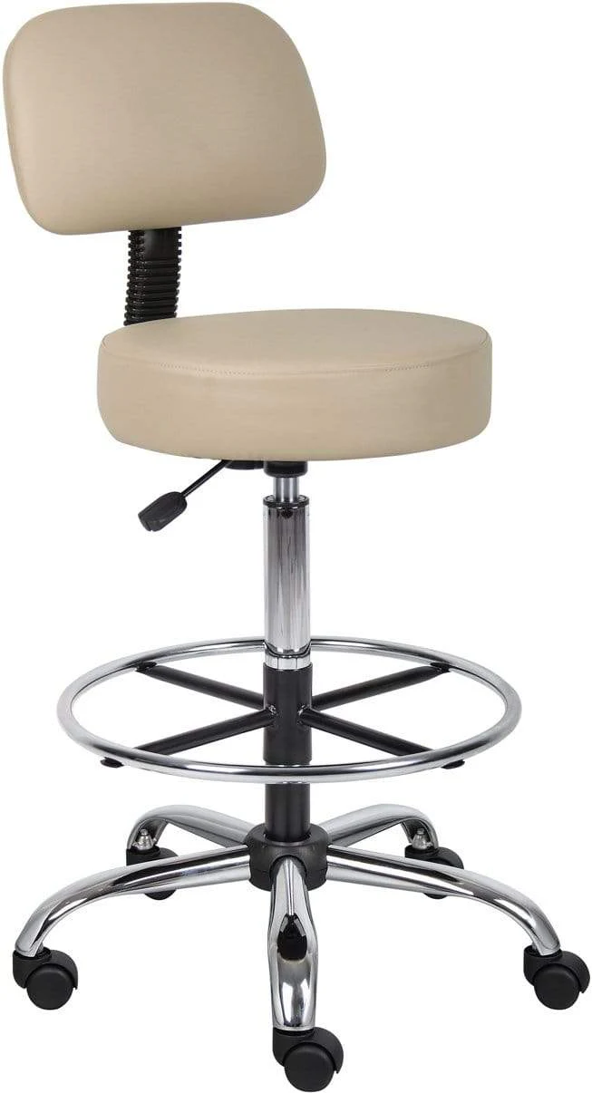 Boss Caressoft Medical / Drafting Stool with Back Cushion [B16245-BG]