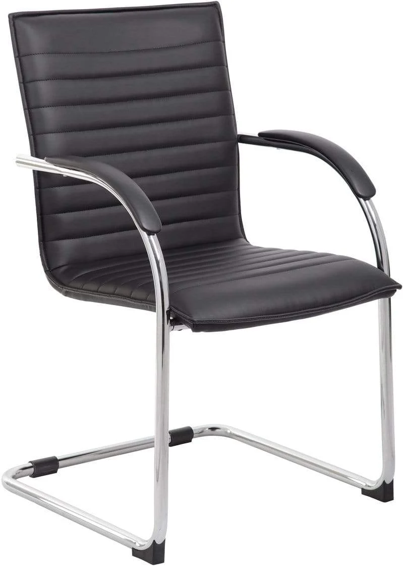 Boss Chrome Frame Vinyl Side Chair, 2 Pack [B9536-BK-2]