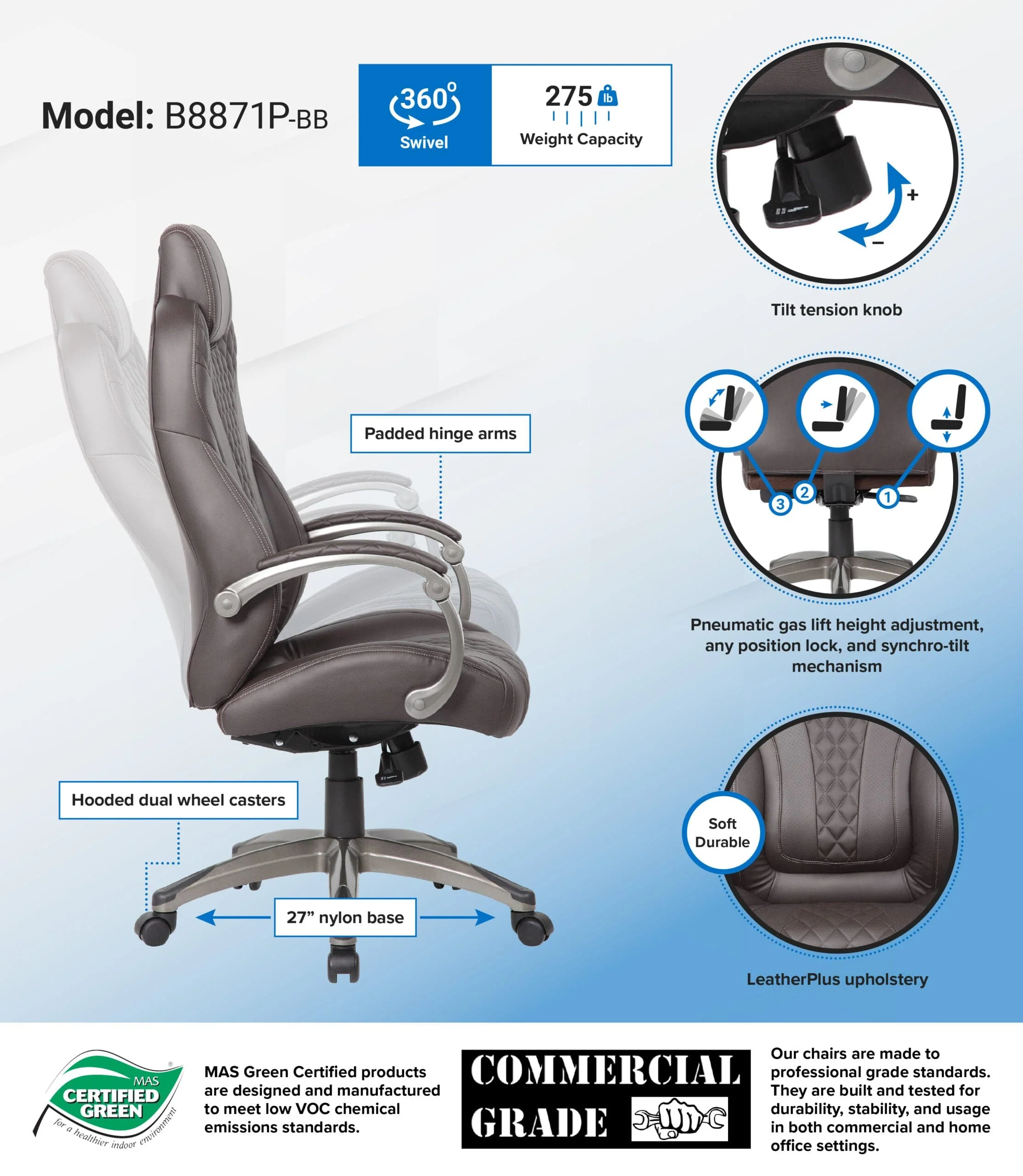 Boss Executive Hinged Arm Chair Black [B8871-BK] - Image 18