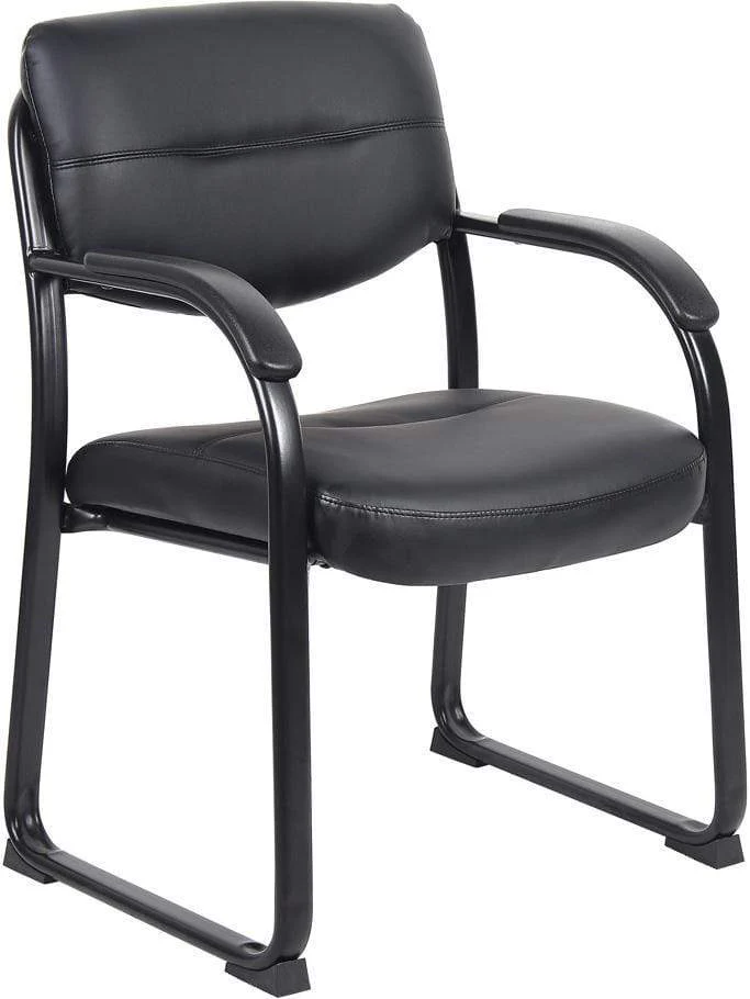 Boss LeatherPlus Sled Base Side Chair with Arms [B9519]