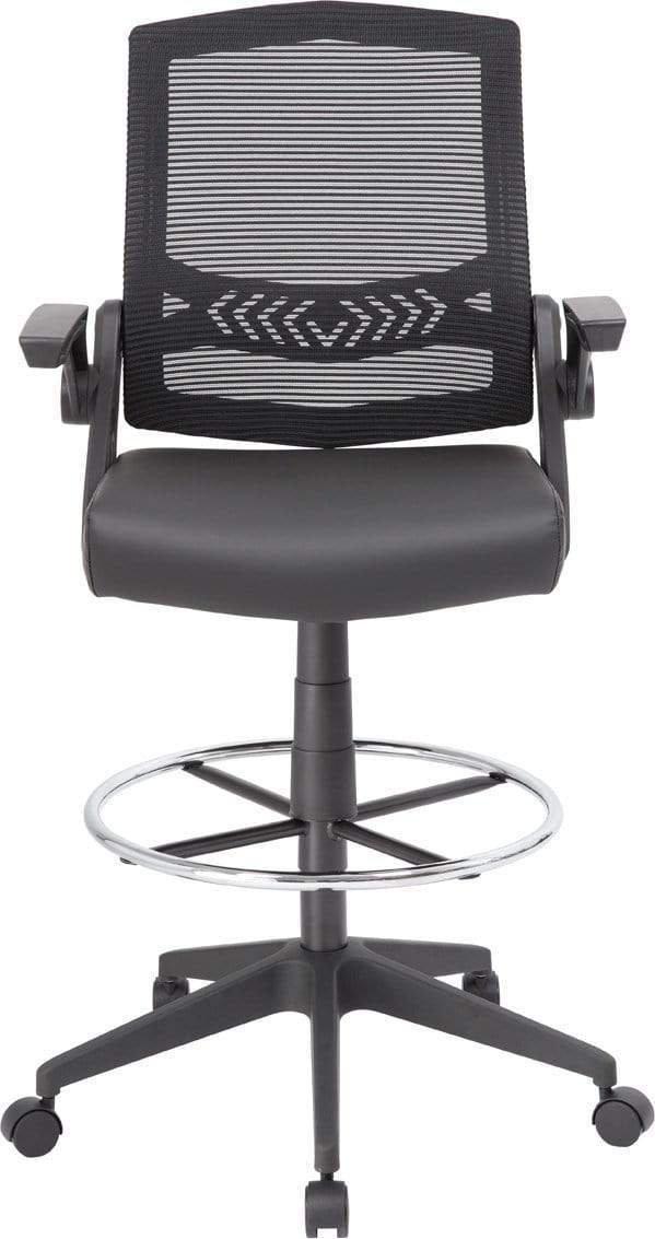 Boss Mesh Drafting Stool with Flip Arms [B16223-BK] - Image 2