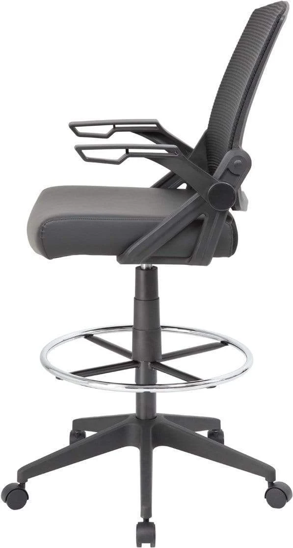 Boss Mesh Drafting Stool with Flip Arms [B16223-BK] - Image 5