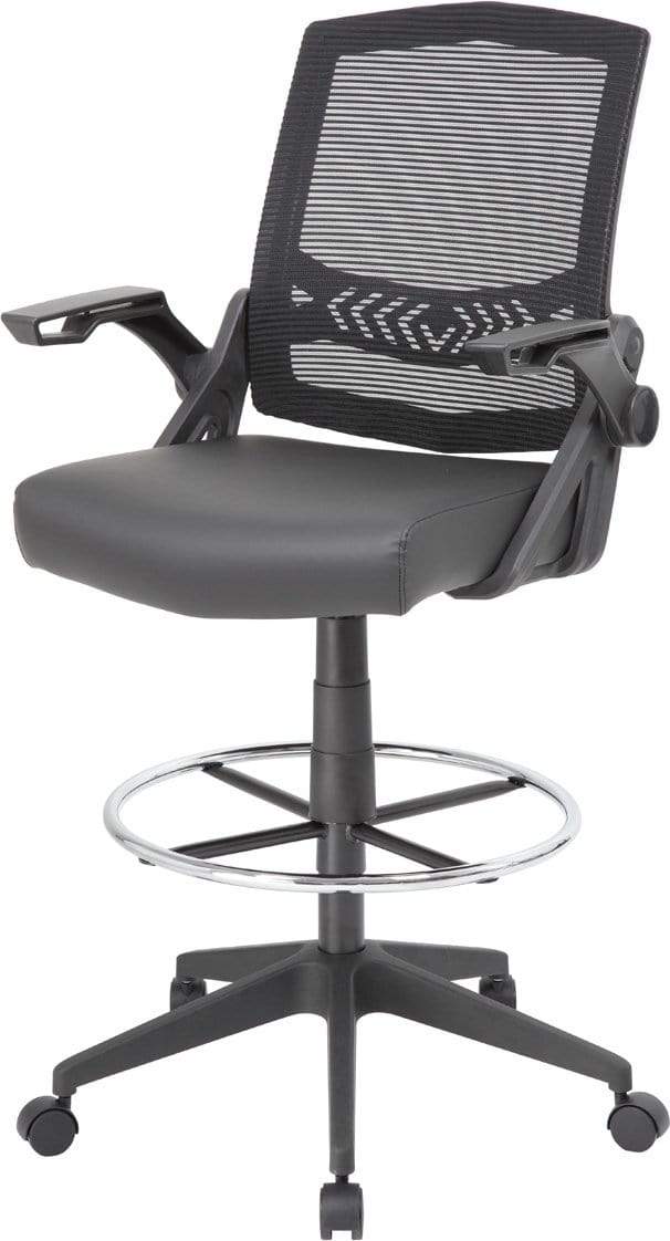 Boss Mesh Drafting Stool with Flip Arms [B16223-BK] - Image 6