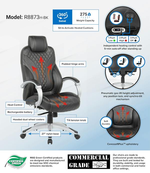 Boss Executive Heated Office Chair [R8873H-BK] - Image 7