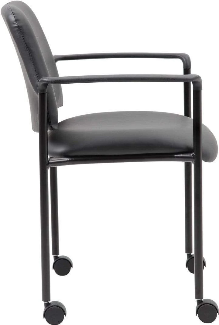 Boss Square Back Diamond Stacking Chair with Arms In Black Caressoft [B9503R-CS] - Image 2