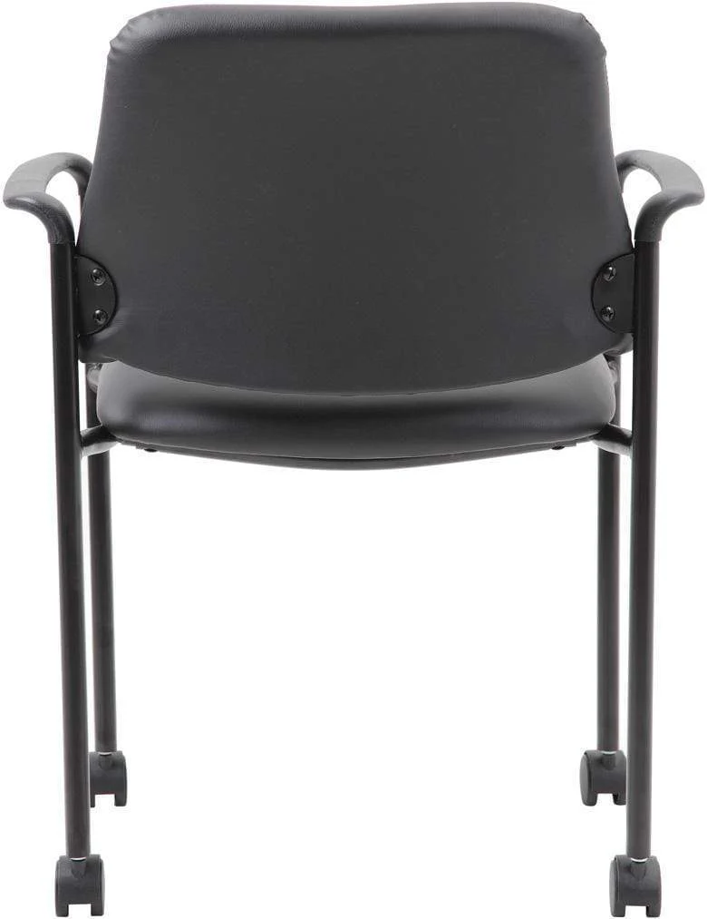 Boss Square Back Diamond Stacking Chair with Arms In Black Caressoft [B9503R-CS] - Image 3