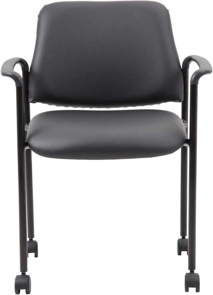 Boss Square Back Diamond Stacking Chair with Arms In Black Caressoft [B9503R-CS] - Image 4