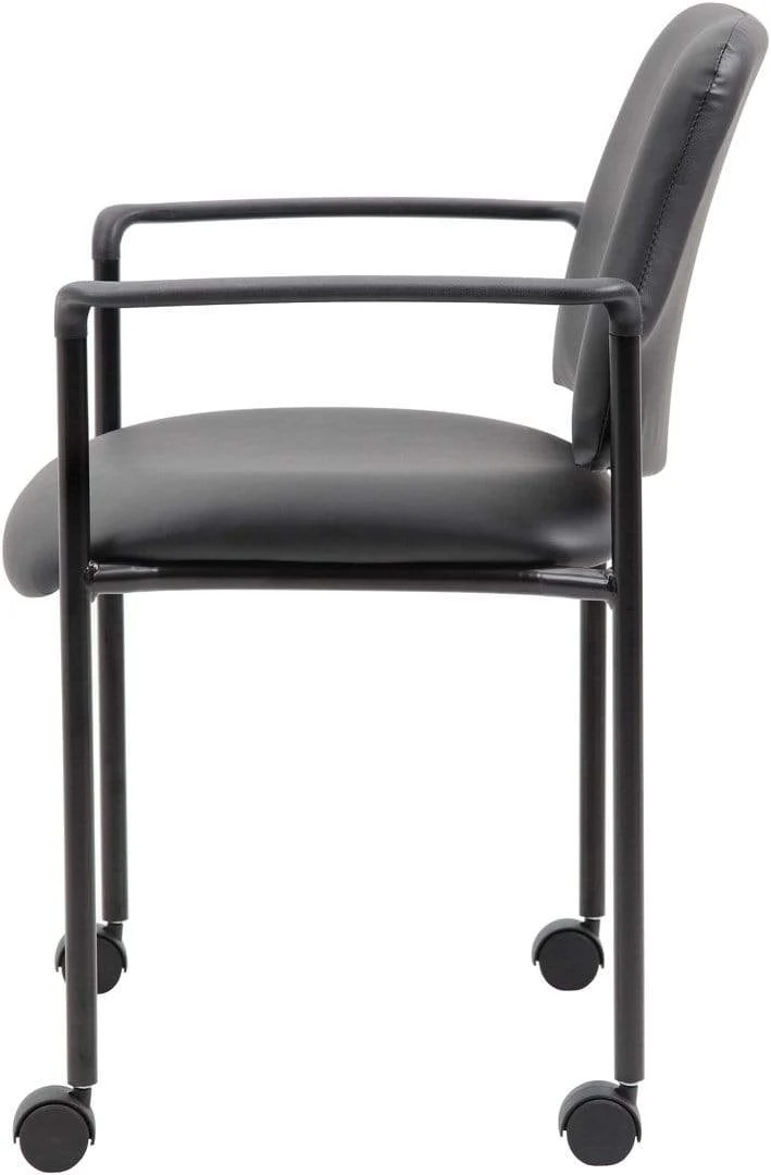 Boss Square Back Diamond Stacking Chair with Arms In Black Caressoft [B9503R-CS] - Image 5
