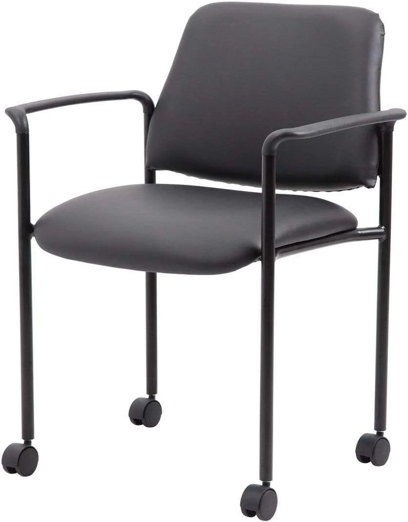 Boss Square Back Diamond Stacking Chair with Arms In Black Caressoft [B9503R-CS] - Image 6
