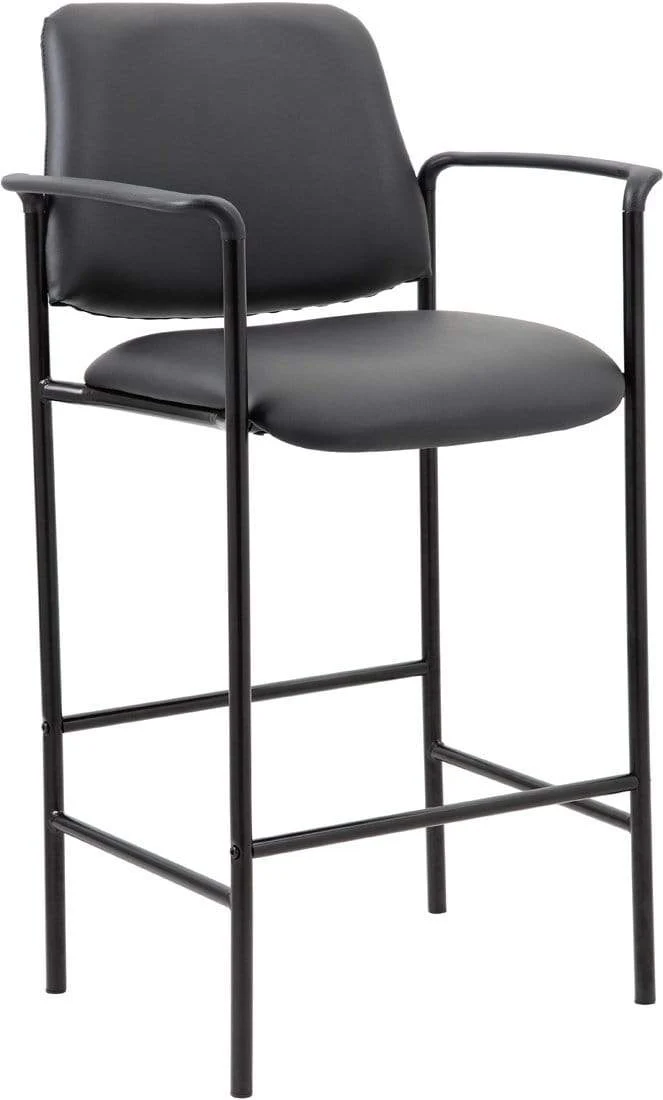 Boss Square Back Diamond Stool with Arm In Black Caressoft [B169503-CS]