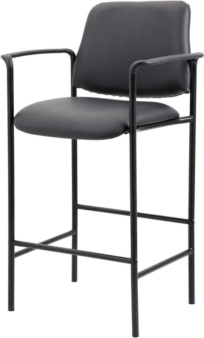 Boss Square Back Diamond Stool with Arm In Black Caressoft [B169503-CS] - Image 2