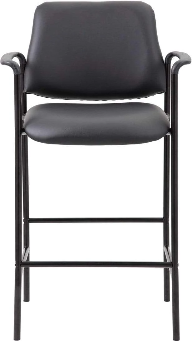 Boss Square Back Diamond Stool with Arm In Black Caressoft [B169503-CS] - Image 3