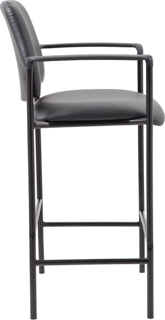 Boss Square Back Diamond Stool with Arm In Black Caressoft [B169503-CS] - Image 4