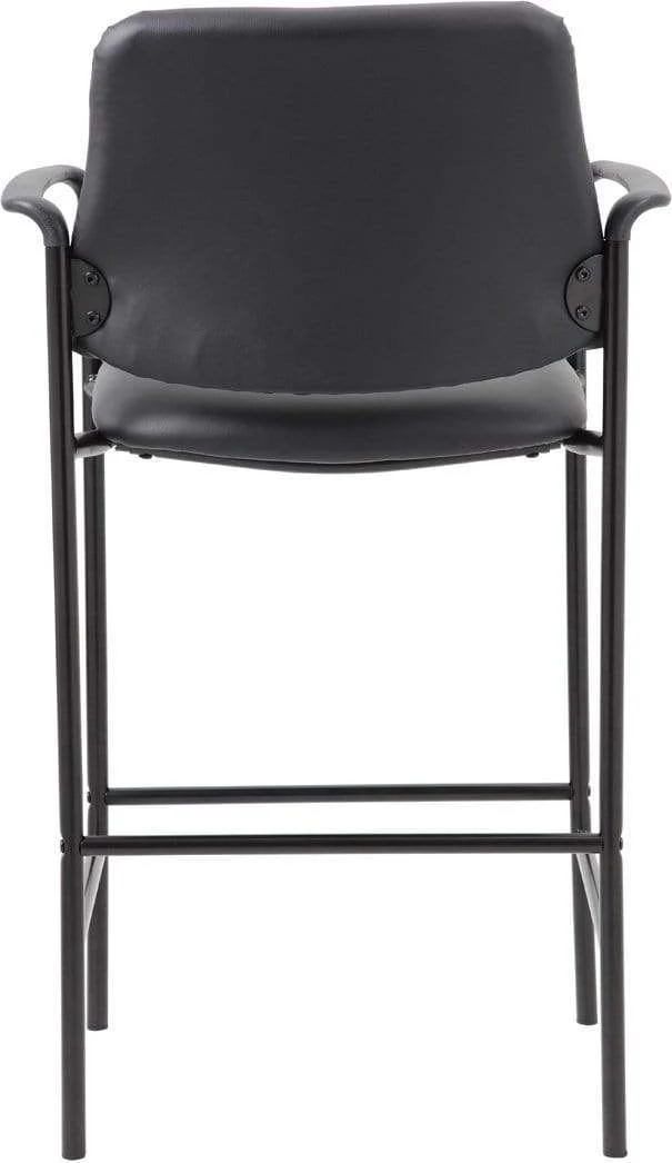 Boss Square Back Diamond Stool with Arm In Black Caressoft [B169503-CS] - Image 5