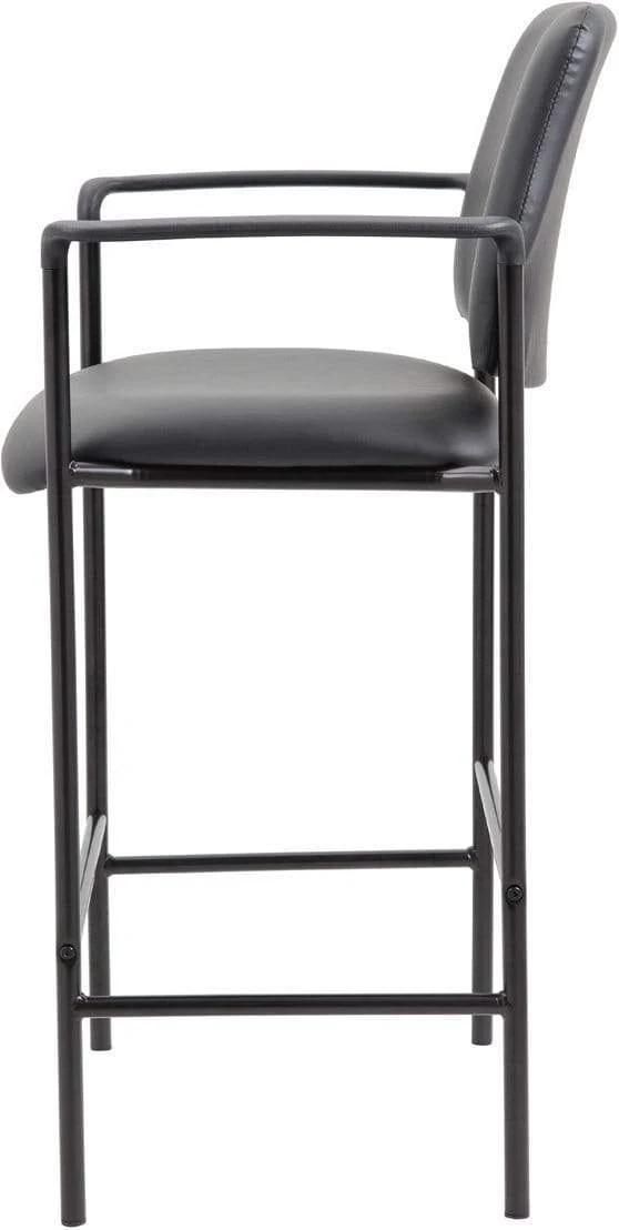 Boss Square Back Diamond Stool with Arm In Black Caressoft [B169503-CS] - Image 6
