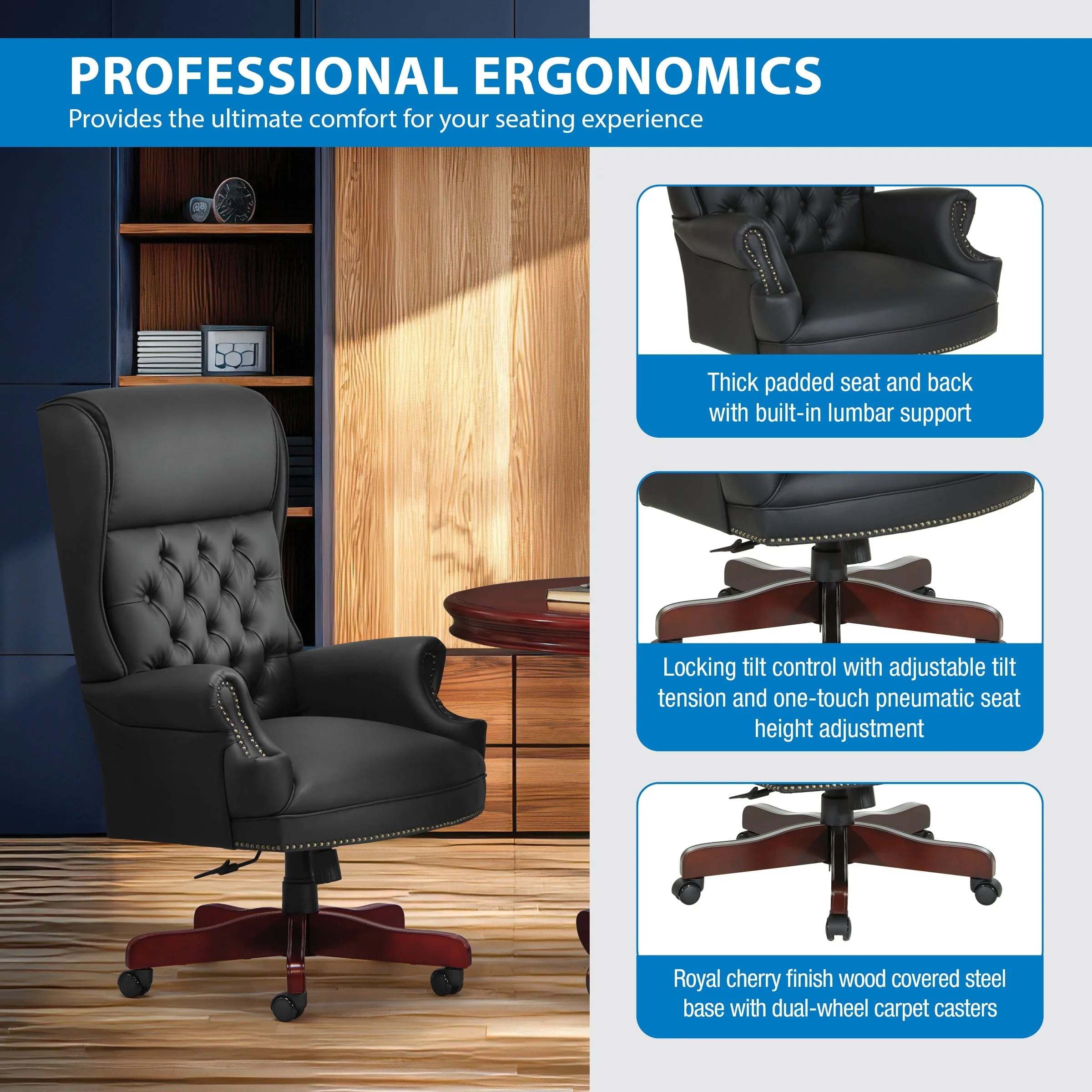 Work Smart Deluxe Traditional Executive Chair [TEX228] - Image 8