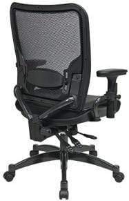 Space Seating® Ergonomic Mesh Desk Chair with Top Grain Leather Seat [6876] - Image 3