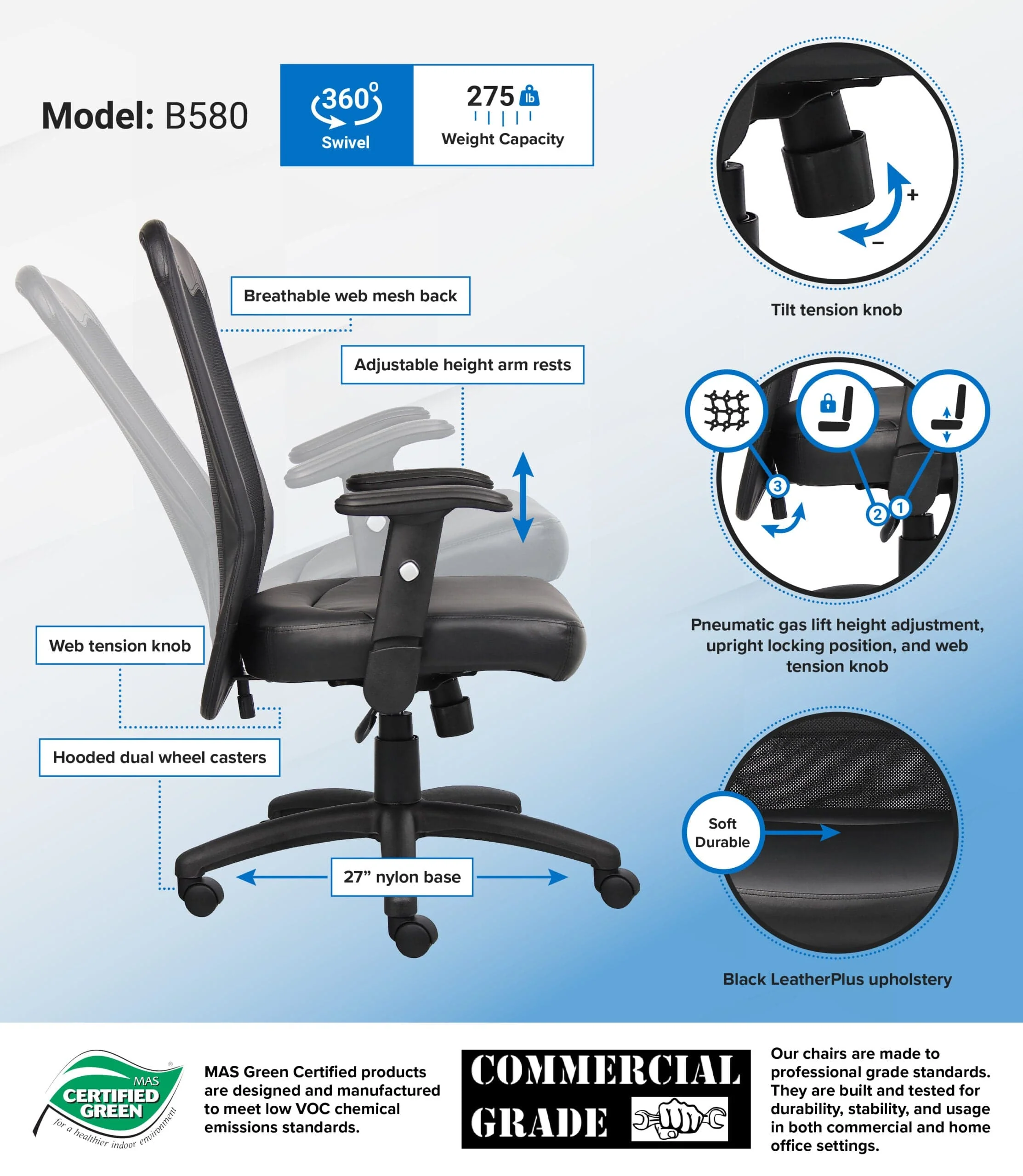 Boss Executive Mesh Back Office Chair [B580] - Image 3