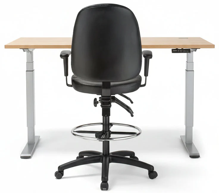 Harwick Ergonomic Leather Drafting Chair [6058C-D-L] - Image 5