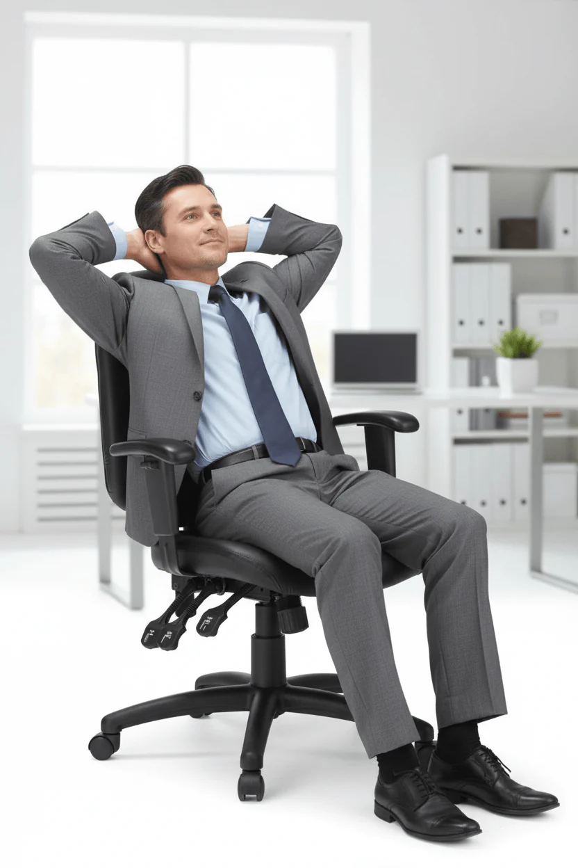 Harwick Ergonomic Genuine Leather Office Task Chair [6058C-L] - Image 5