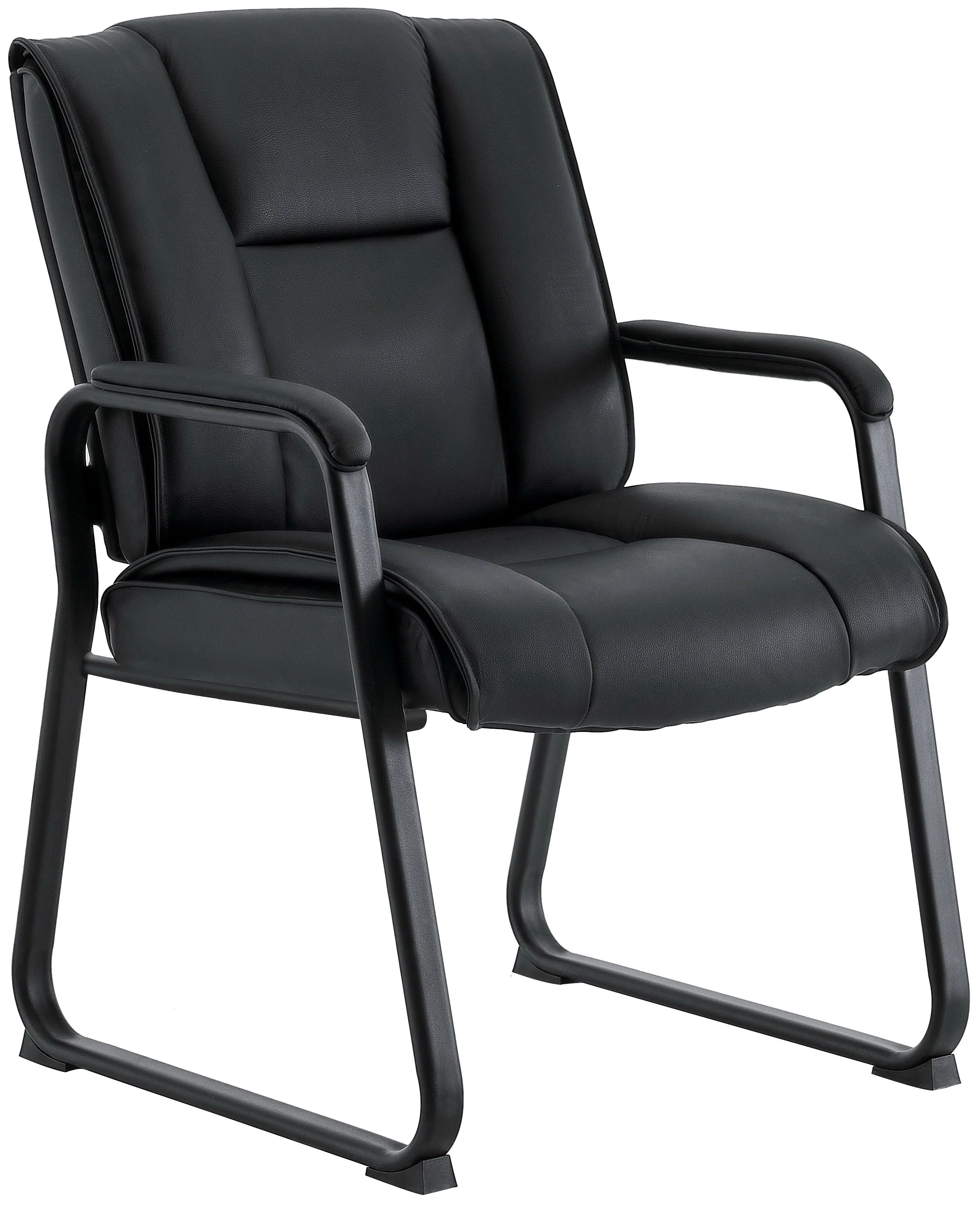 Harwick Premium Top Grain, Genuine Leather Waiting Room Chair with Sled Base [960L] - Image 2
