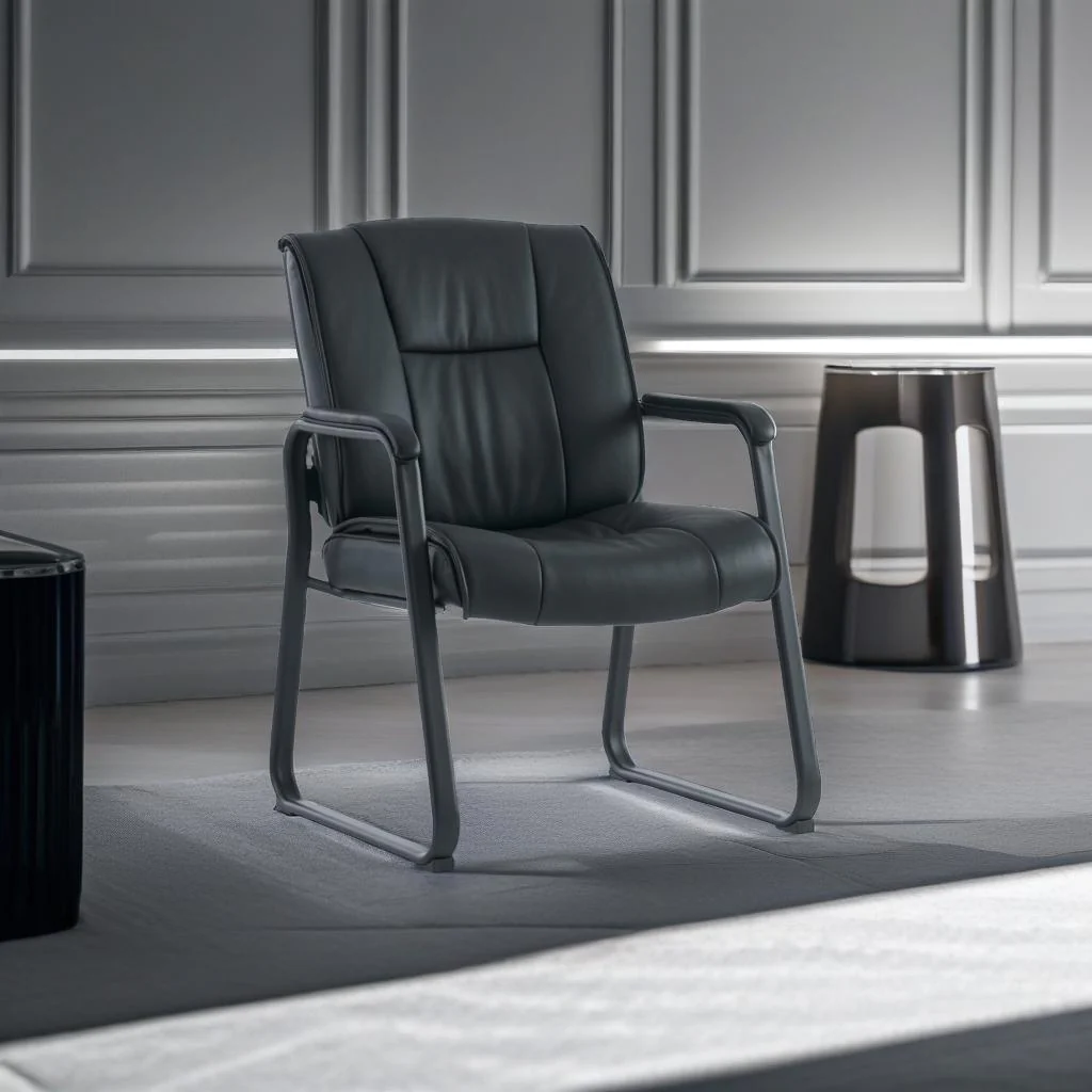 Harwick Premium Top Grain, Genuine Leather Waiting Room Chair with Sled Base [960L] - Image 8