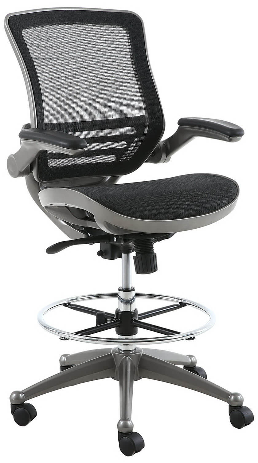Harwick Evolve All Mesh Heavy Duty Drafting Chair - Gunmetal Finish [2250D-BK] - Image 3