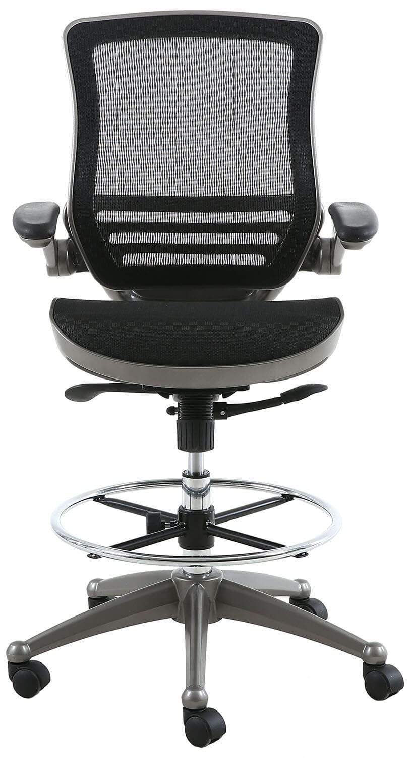 Harwick Evolve All Mesh Heavy Duty Drafting Chair - Gunmetal Finish [2250D-BK] - Image 6