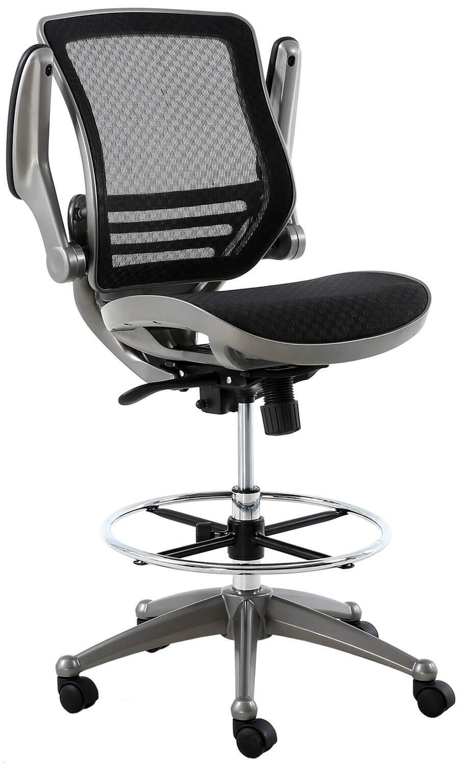 Harwick Evolve All Mesh Heavy Duty Drafting Chair - Gunmetal Finish [2250D-BK] - Image 7