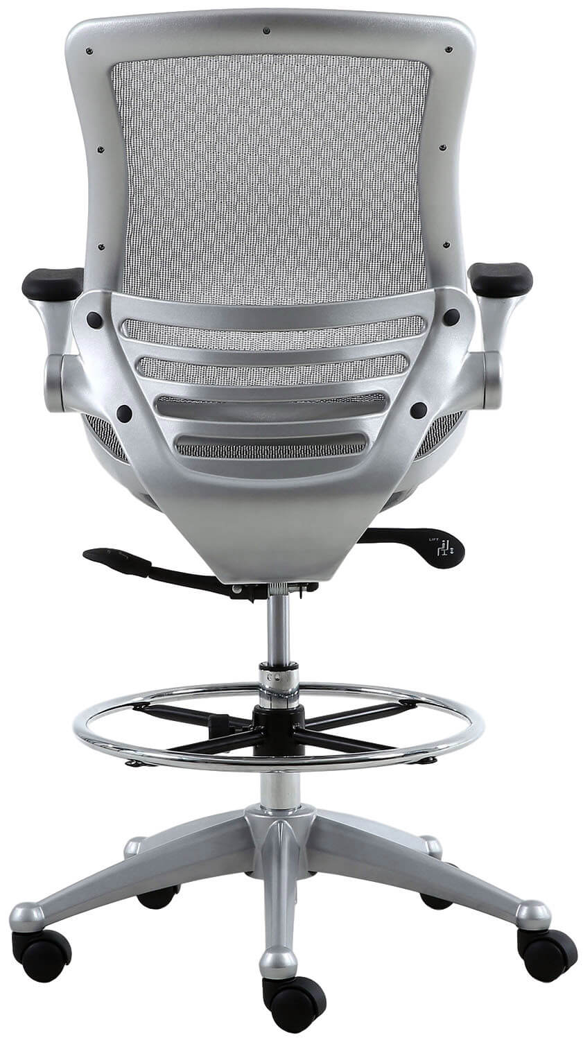 Harwick Evolve All Mesh Heavy Duty Drafting Chair - Platinum Finish [2250D-GY] - Image 10