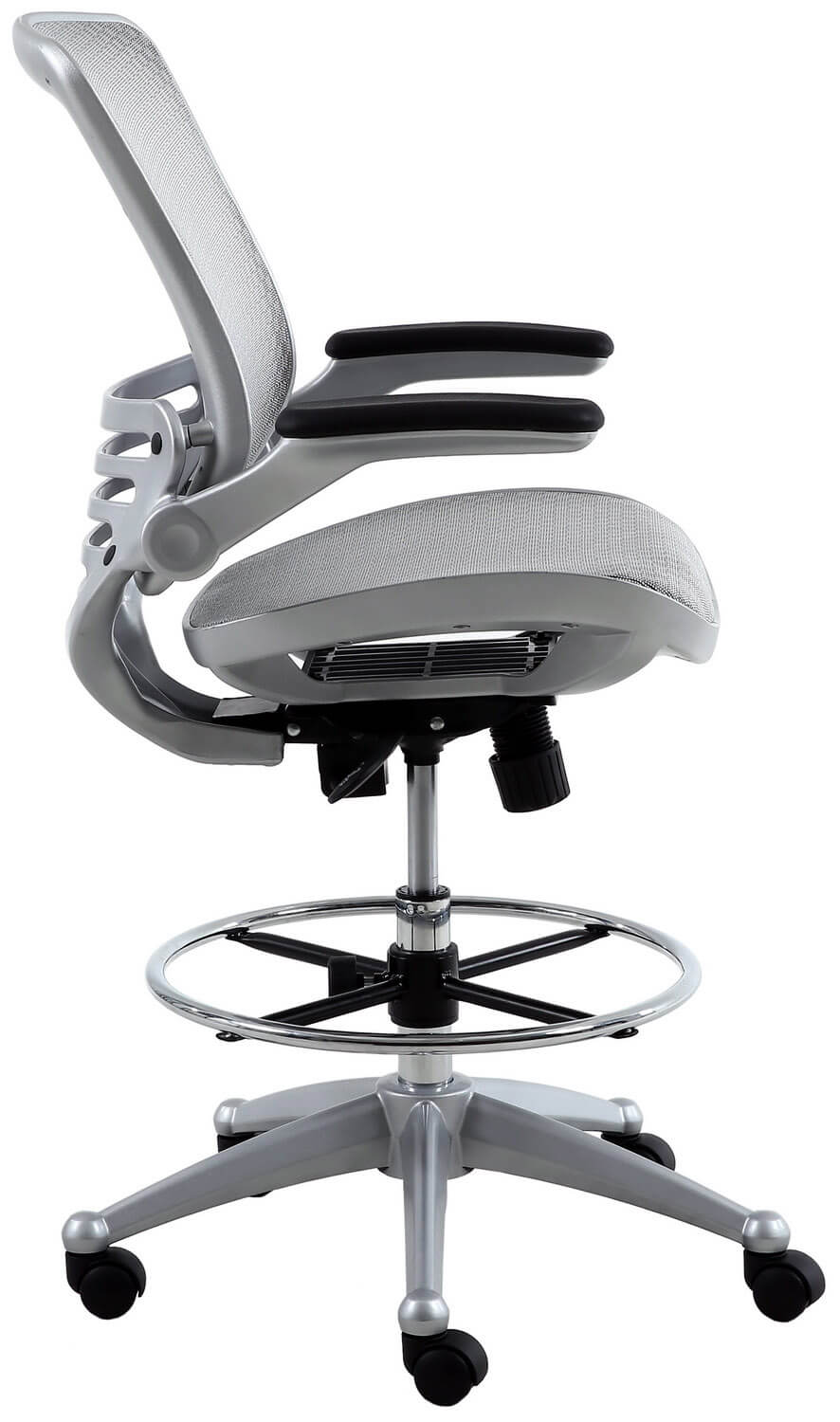 Harwick Evolve All Mesh Heavy Duty Drafting Chair - Platinum Finish [2250D-GY] - Image 3