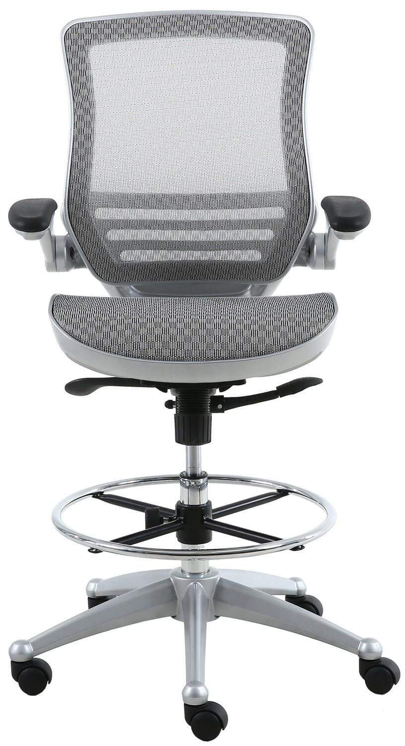 Harwick Evolve All Mesh Heavy Duty Drafting Chair - Platinum Finish [2250D-GY] - Image 6