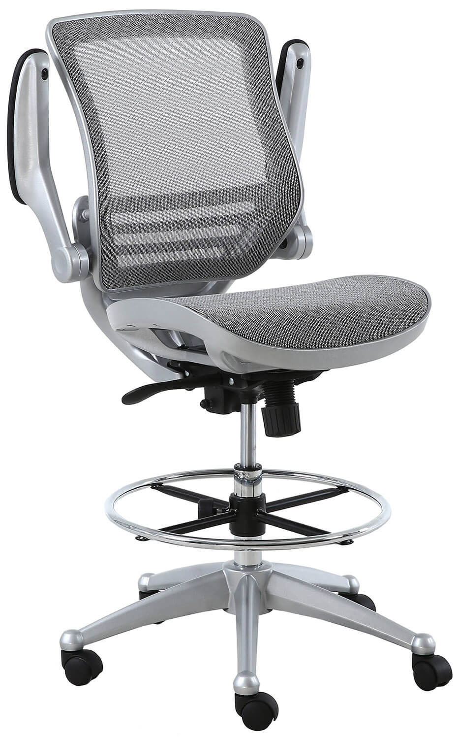 Harwick Evolve All Mesh Heavy Duty Drafting Chair - Platinum Finish [2250D-GY] - Image 7